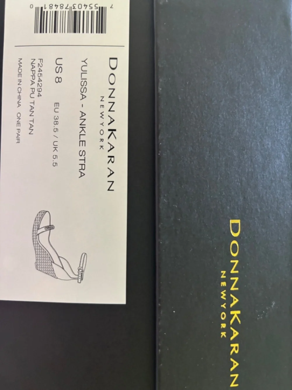 Donna Karan Yulissa Ankle Strap shoe. Size 8 in Napa Pu Tan color